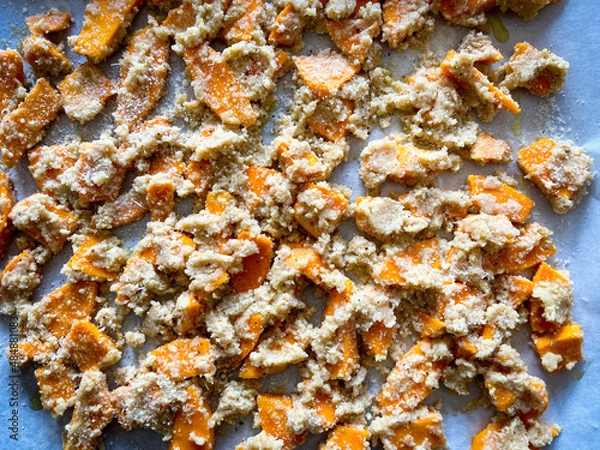 Obraz pumpkin slices breaded with breadcrumbs