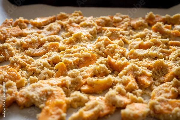 Obraz pumpkin slices breaded with breadcrumbs