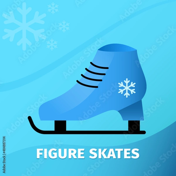 Obraz Vector sports figure skate on a background of blue gradient and snowflakes