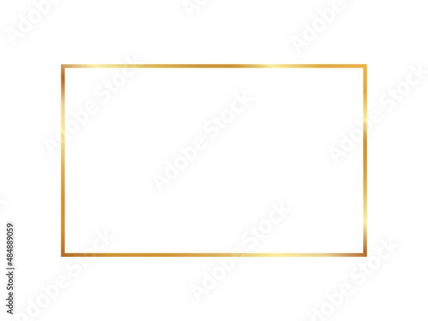 Fototapeta Gold frame vector. Gold frame on white background.  Stylish vector invitation gold frame