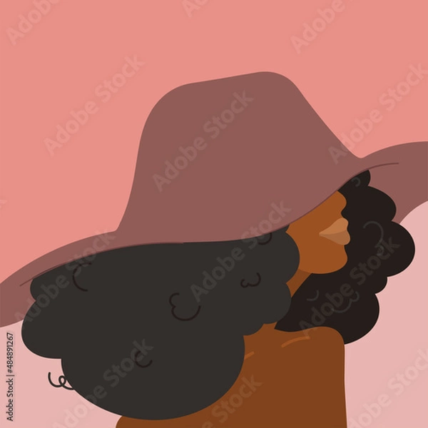 Fototapeta Abstract woman portrait. Afro american black skin girl. Afro woman, American african woman, Black woman, Curly hair, African girls, Beautiful Black Woman, Dark, Africa, Girl face, Curly hair