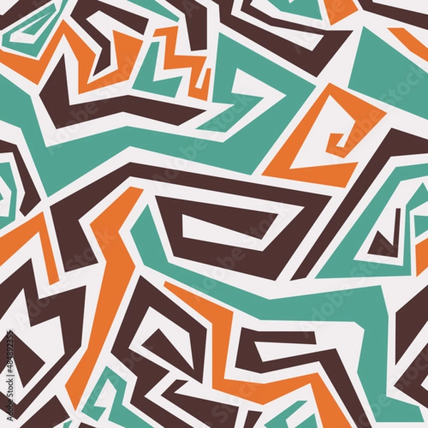 Fototapeta Abstract tribal pattern. Seamless oriental vector background. Geometric ethnic vector illustration.