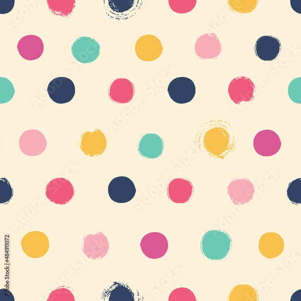 Fototapeta Simple seamless background in polka dots. Hand drawn.