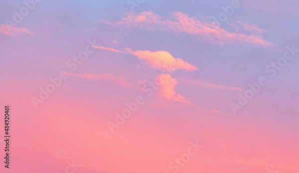 Obraz Blue sky at sunset. Orange and pink landscape