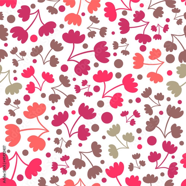 Fototapeta Seamless pattern with pretty flowers
