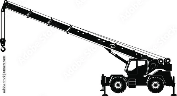 Obraz Mobile construction crane silhouettes