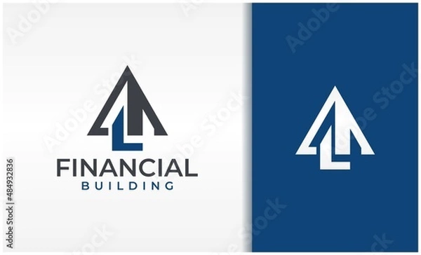 Fototapeta triangle building logo with h and l characters