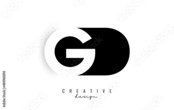 Fototapeta GD letters Logo with negative space design. Letter with geometric typography.