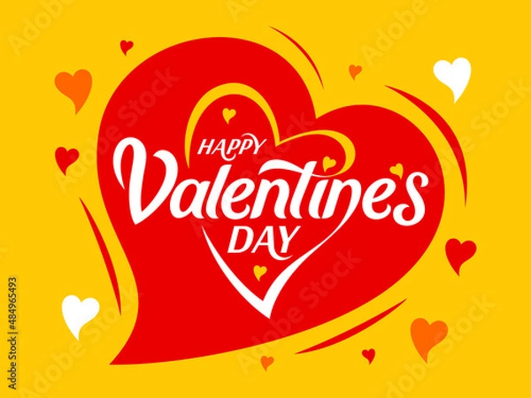 Fototapeta Valentines day typography greeting design in heart shape