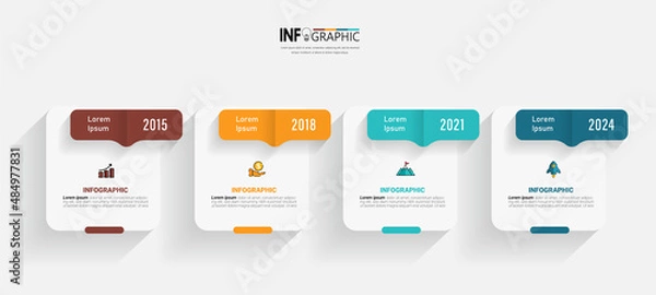 Fototapeta Infographics design template, business concept with 4 steps or options, can be used for workflow layout, diagram, annual report, web design.Creative banner, label vector.	
