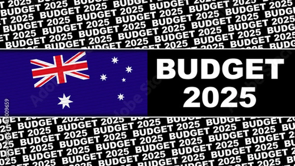 Obraz Australia Budget 2025 Title and Flag Concept - 3D Illustration 