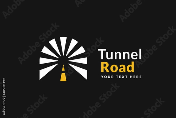 Fototapeta elegant tunnel road logo modern minimal style design, perspective concept, vector graphic
