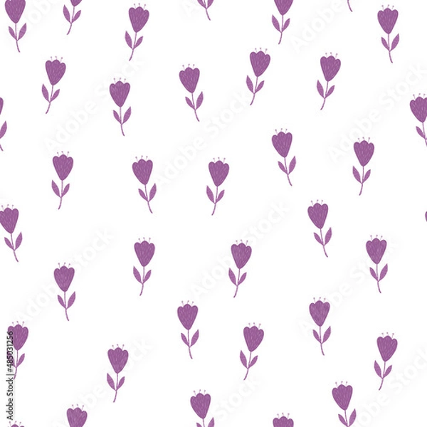 Obraz Flower cute seamless pattern. Hand drawn field background.