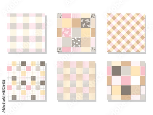 Fototapeta Set of 6 Plaid Seamless Patterns