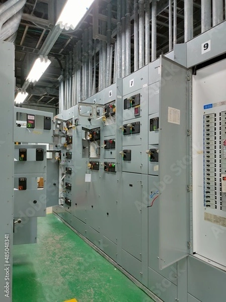 Obraz Electric room in industrial,selective focus.Turnaround or PM maintenace electric.