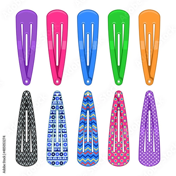 Obraz set colors snap barrettes isolated white background