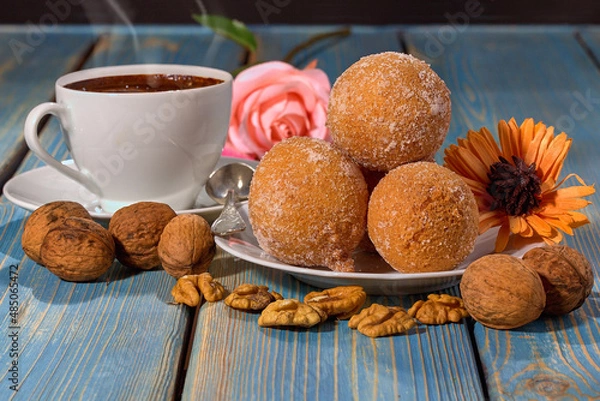 Fototapeta Doughnuts with walnuts
