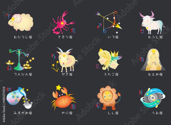 Fototapeta お洒落な12星座のイラスト
