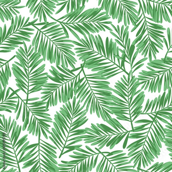 Fototapeta Seamless pattern of beautiful tropical plants,