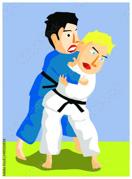 Obraz 背負い投げ　柔道　一本