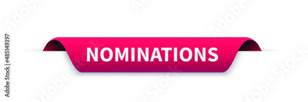 Fototapeta Nominations red banner. Sticker design template with Nominations text. Vector EPS 10. Isolated on white background.