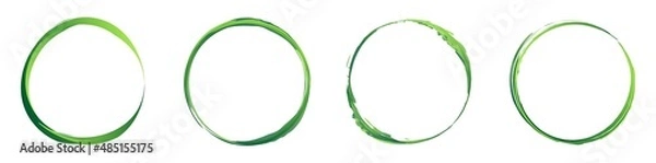 Obraz Grungy, grunge, textured circles, rings set. Circular smear, smudge paint effect. Circular paintbrush, brushstroke vector