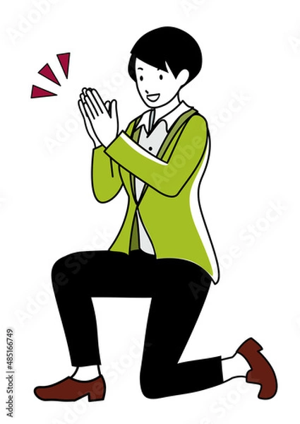 Obraz 両手を打って、喜びを伝えているビジネスパーソン（成功や仕切り直しのイメージに）