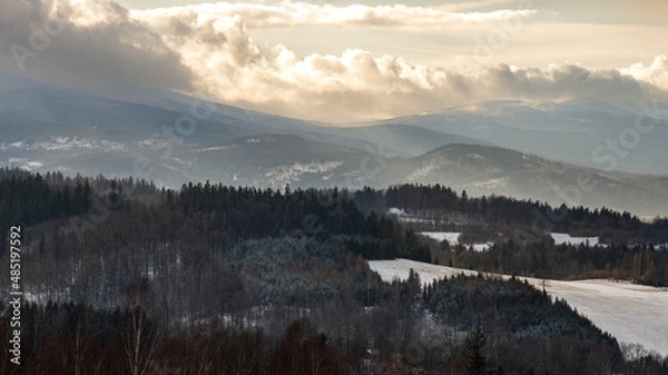 Fototapeta Mountains shrouded in clouds