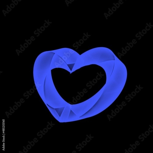 Obraz blue heart on black background