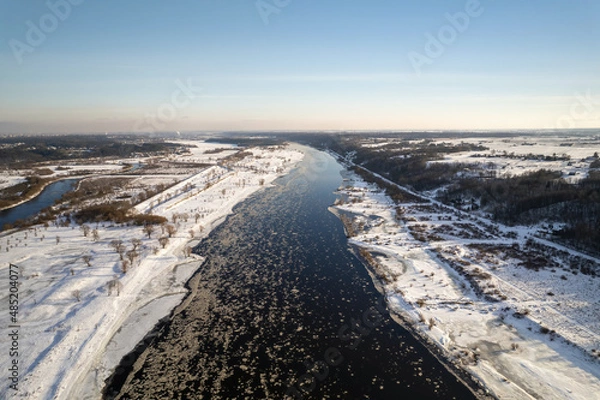 Obraz Winter river of Nemunas in Lithuania