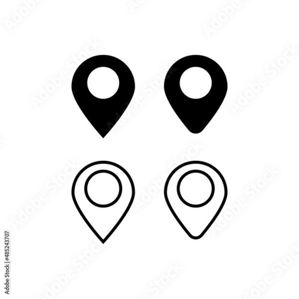 Fototapeta Location pin icon. Map pin place marker. Location icon. Map marker pointer icon set. GPS location symbol collection. Flat style - stock vector.