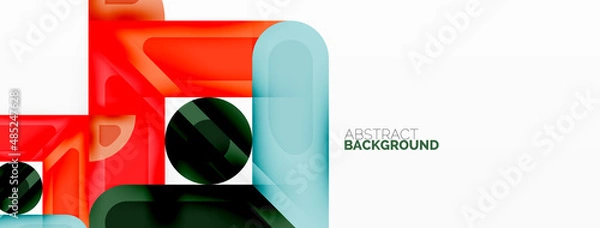 Fototapeta Creative geometric wallpaper. Minimal abstract background. Circles lines squares composition vector illustration for wallpaper banner background or landing page