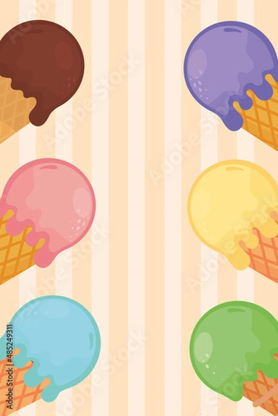 Fototapeta ice creams striped pattern