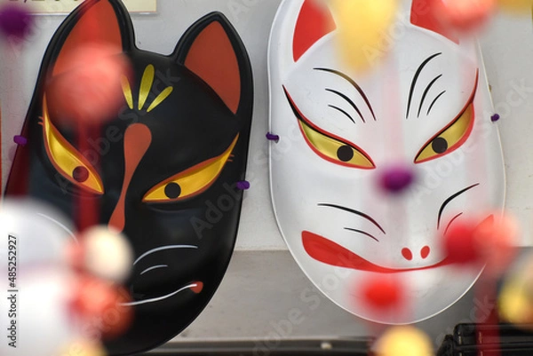 Obraz 浅草の狐のお面達の風景