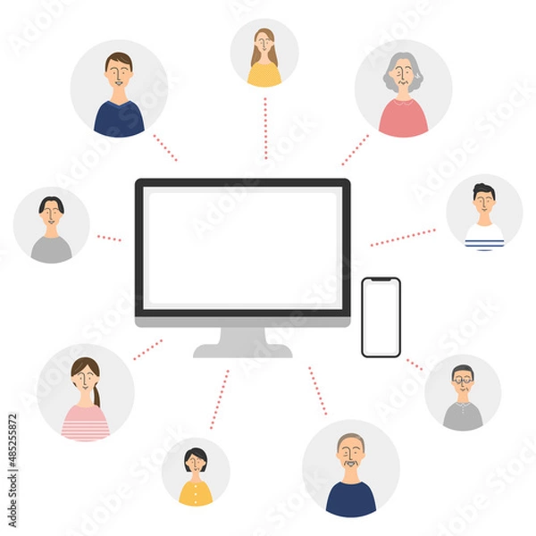 Obraz インターネットを通じて繋がる人々
