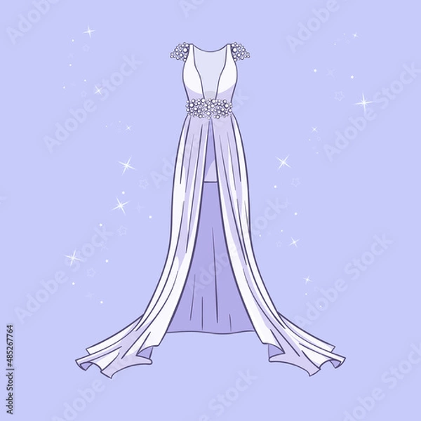 Obraz Model of a wedding dress with sequins around