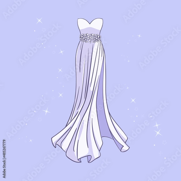 Obraz Model of a wedding dress with sequins around