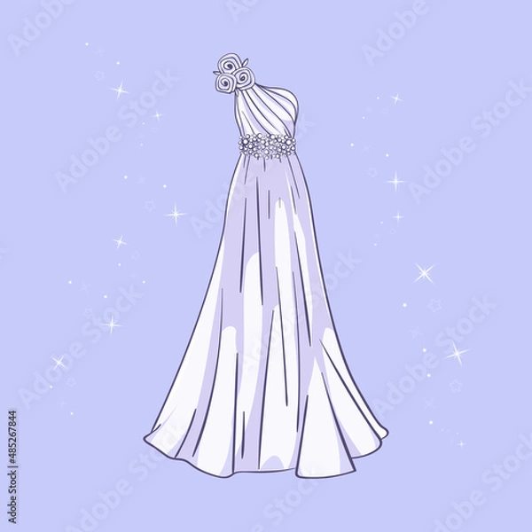 Obraz Model of a wedding dress with sequins around