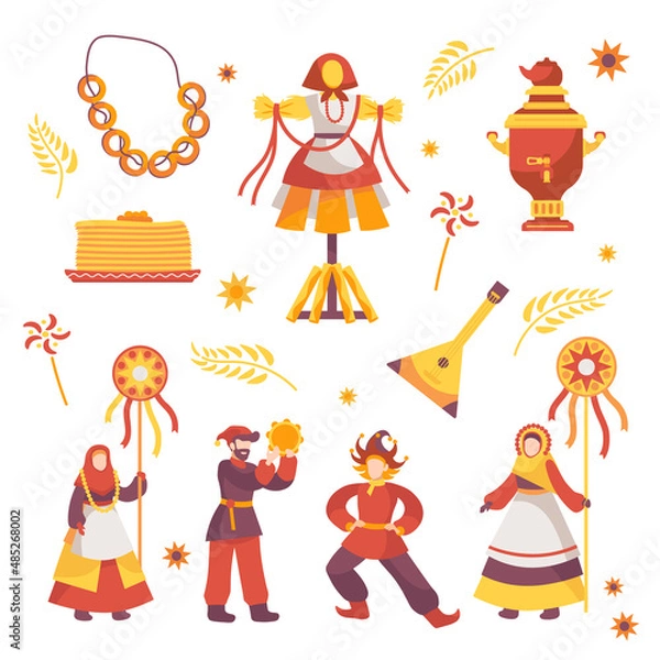 Obraz Set of attributes for Maslenitsa holiday