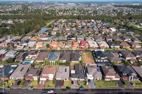 Obraz Aerial view of houses in outer suburban Sydney, Australia