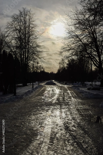 Obraz sunset on winter road