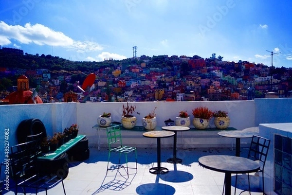 Obraz メキシコ・バルコニーから眺めるグアナファトの街
