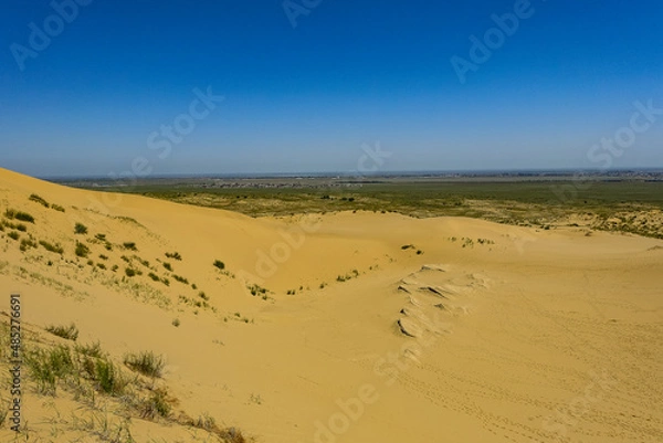 Fototapeta Sand dunes of the Sarykum dune. A natural monument. Dagestan. Russia.
