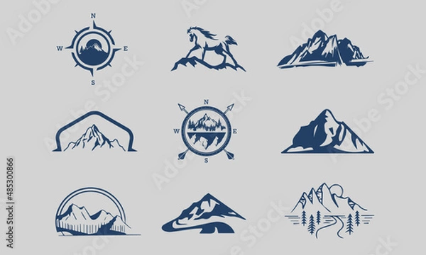 Obraz Hand Drawn Mountain Isolated. Vector Illustration Ski Resort Logo. Drawing Camping Element Winter Landscape