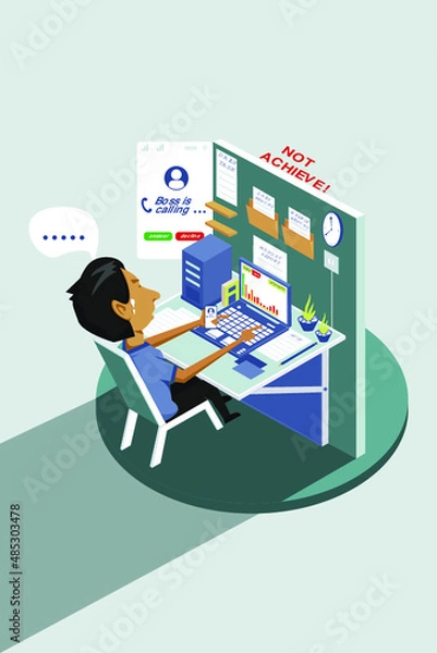 Fototapeta Illustration of revenue target not being achieved