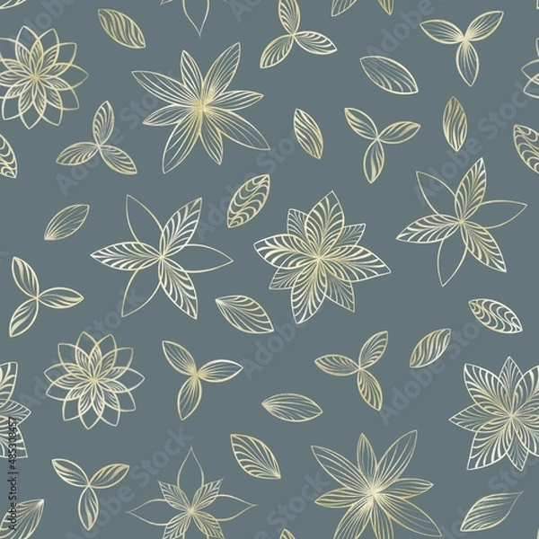 Obraz Pattern with gold flora