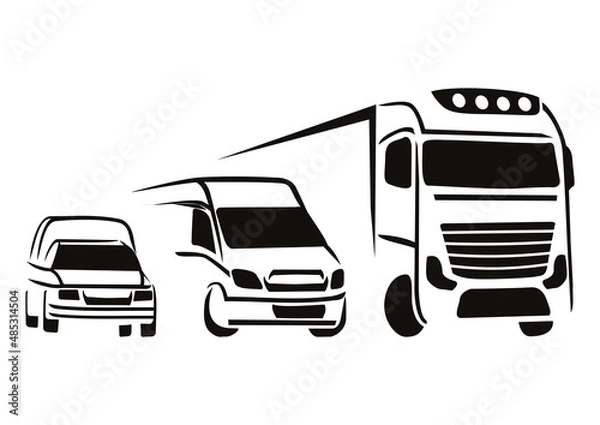 Fototapeta Fleet of various types of vans