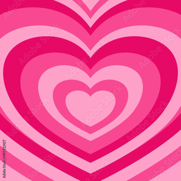 Fototapeta Heart-shaped concentric stripes vector background. Girlish romantic surface design. Aesthetic hearts backdrop.