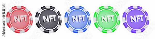 Fototapeta nft or Non Fungible Token,Casino token coins concept design 3d rendering illustration