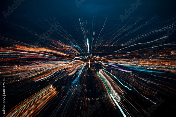 Fototapeta abstract wave lights in colorful colors; abstract background, illuminated lights, abstract speed lines motion